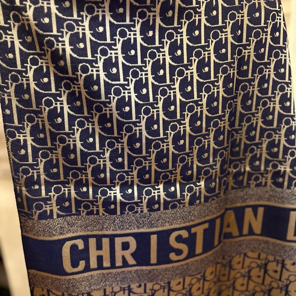 Christian Dior Blue and Beige Tan Scarf - Picture 5 of 5